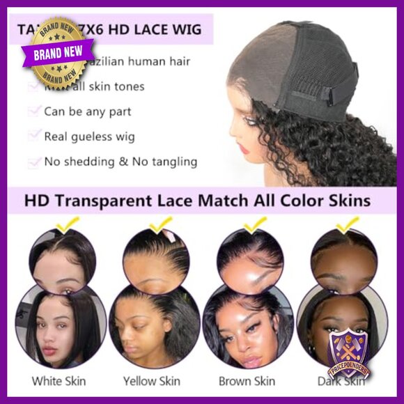 7x6 HD Lace Front Glueless Wig Human Hair 250% Density 22in